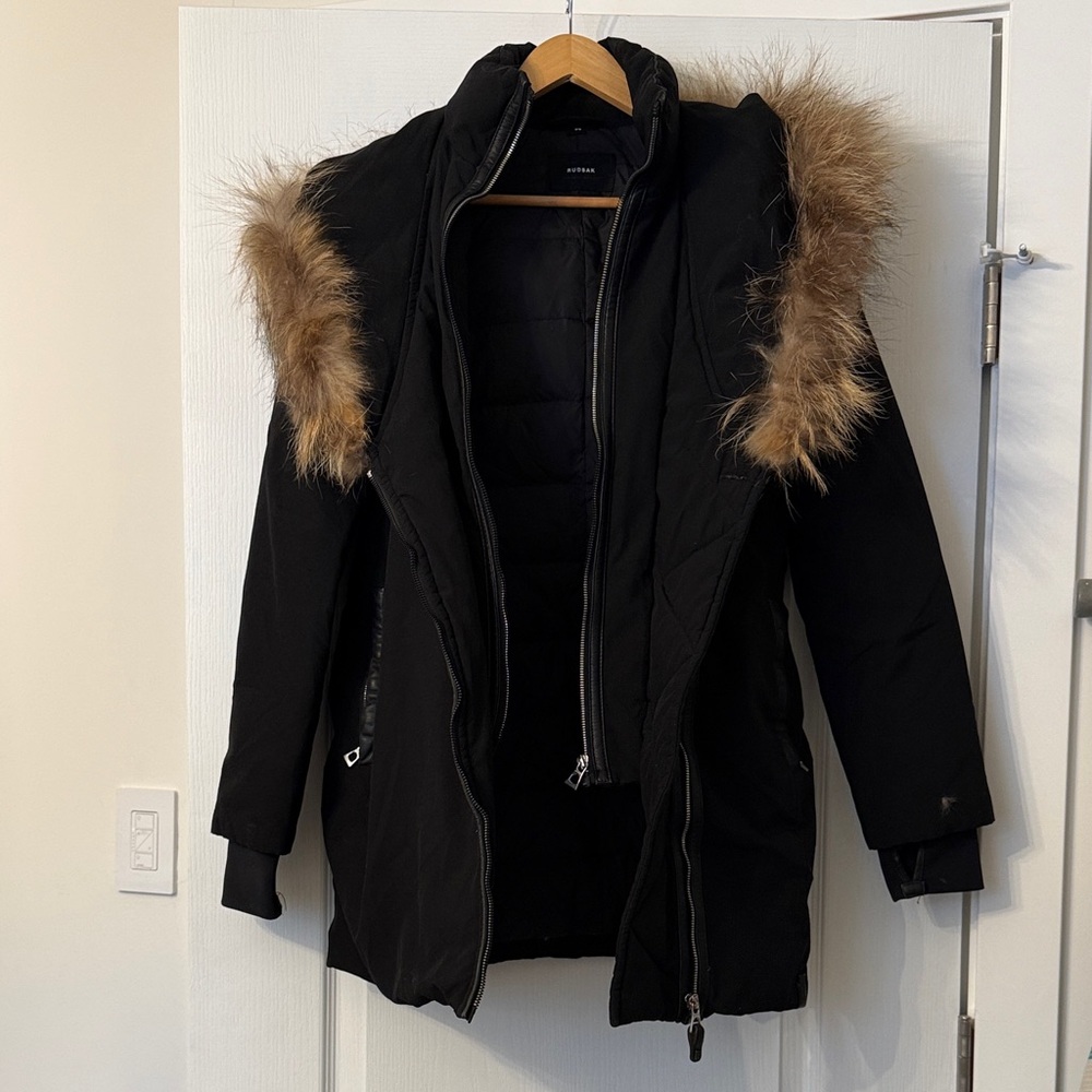 Rudsak Black Puffer Coat with Fur Trim